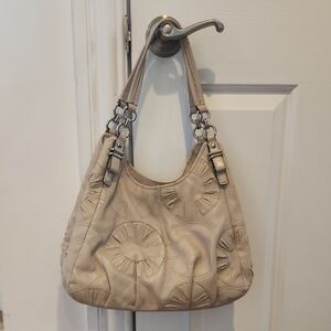 Coach Tan Shoulder Bag with Sunburst Design
